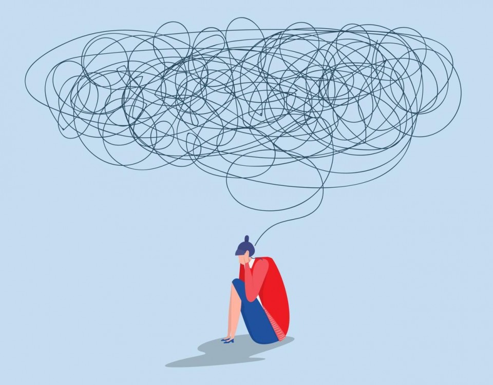 confused-female-with-chaos-in-head-depression-woman-sitting-on-the-floor-young-woman-confused-anxiety-disorder-messy-insanity-vector